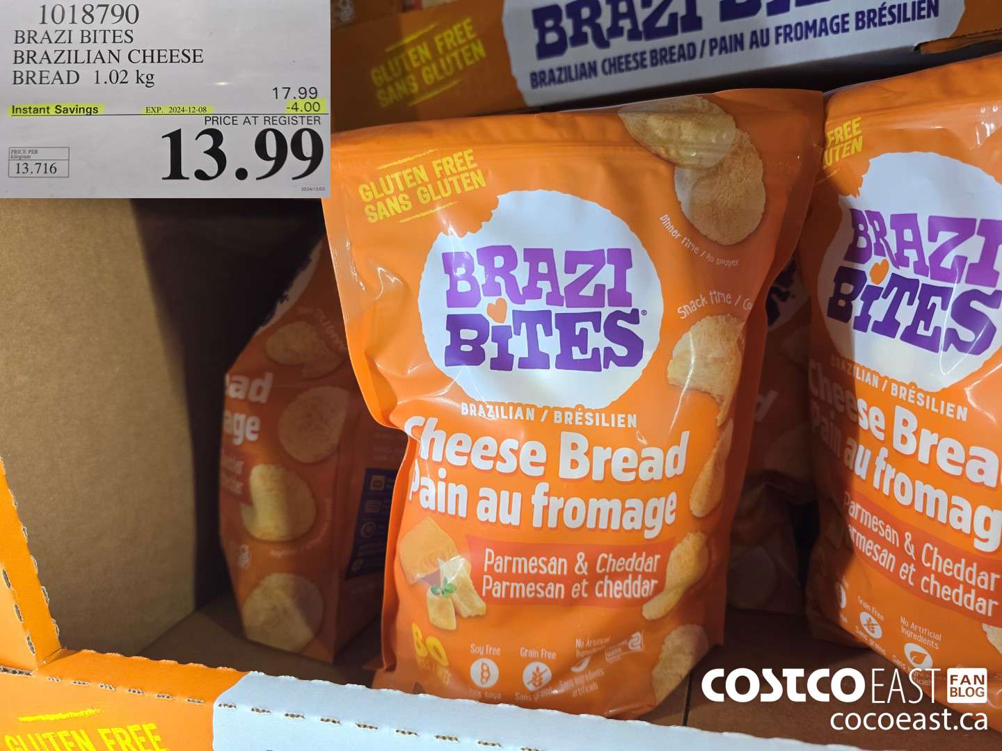 1018790 BRAZI BITES BRAZILIAN CHEESE BREAD 1.02 kg ($4.00 INSTANT SAVINGS EXPIRES ON 2024-12-08) $13.99