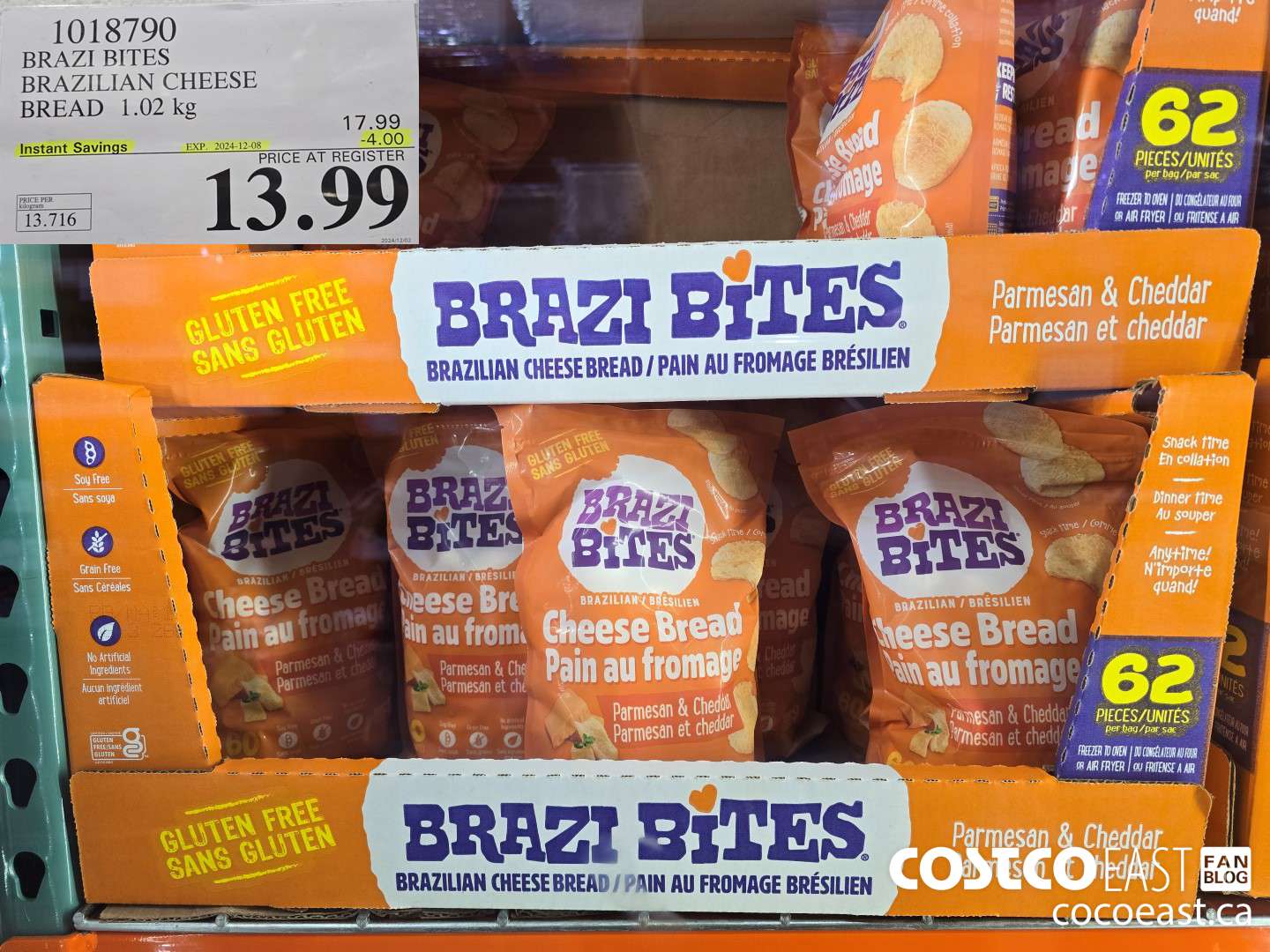 1018790 BRAZI BITES BRAZILIAN CHEESE BREAD 1.02 kg ($4.00 INSTANT SAVINGS EXPIRES ON 2024-12-08) $13.99