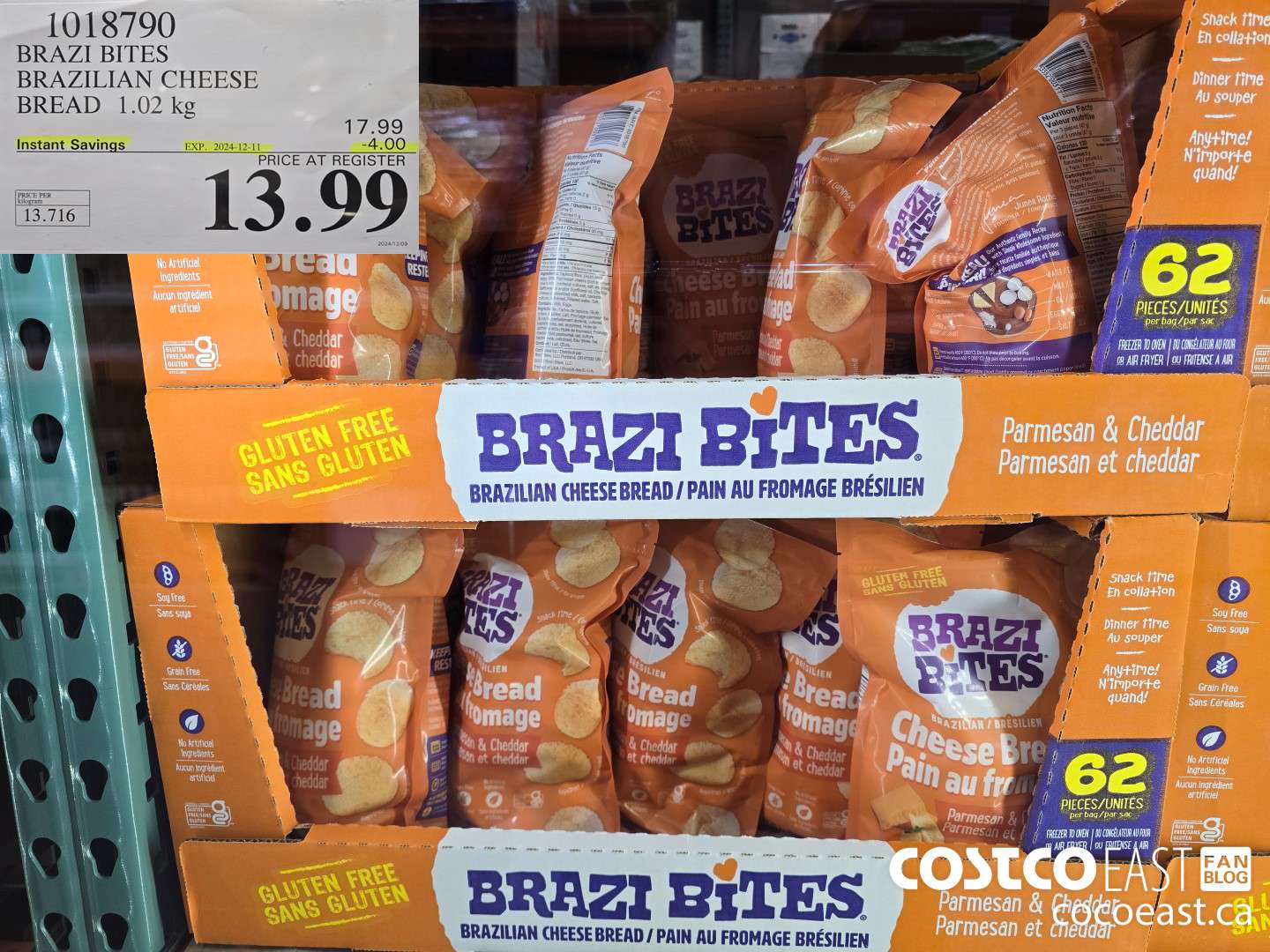1018790 BRAZI BITES BRAZILIAN CHEESE BREAD 1.02 kg ($4.00 INSTANT SAVINGS EXPIRES ON 2024-12-11) $13.99