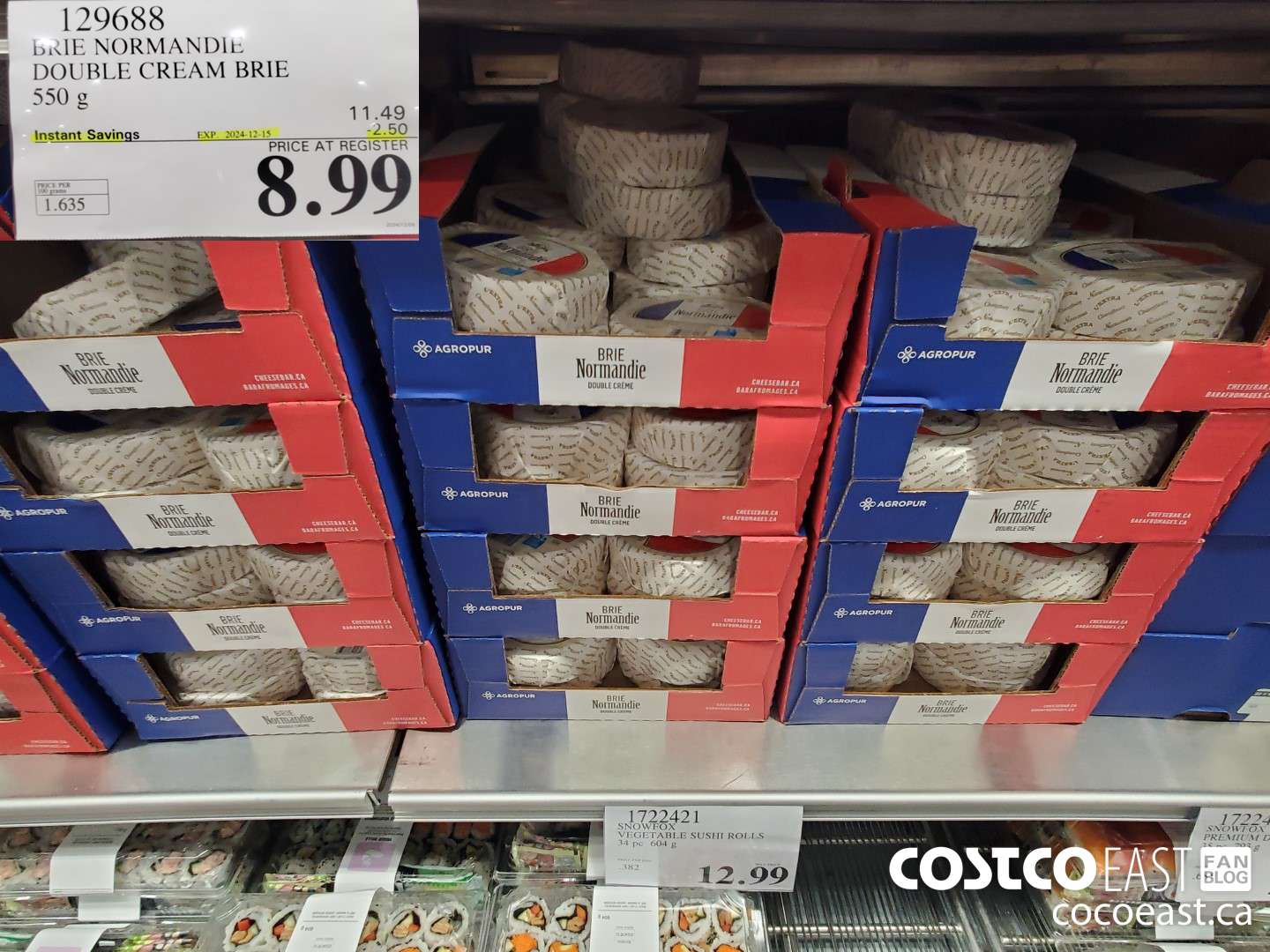 129688 BRIE NORMANDIE DOUBLE CREAM BRIE 550 G ($2.50 INSTANT SAVINGS EXPIRES ON 2024-12-15) $8.99