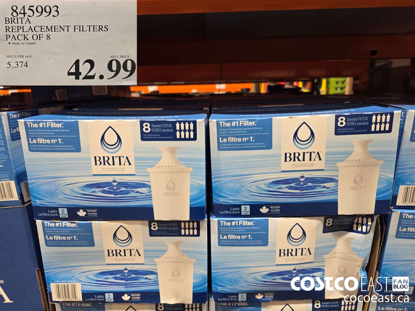 845993 BRITA REPLACEMENT FILTERS PACK OF 8  $42.99