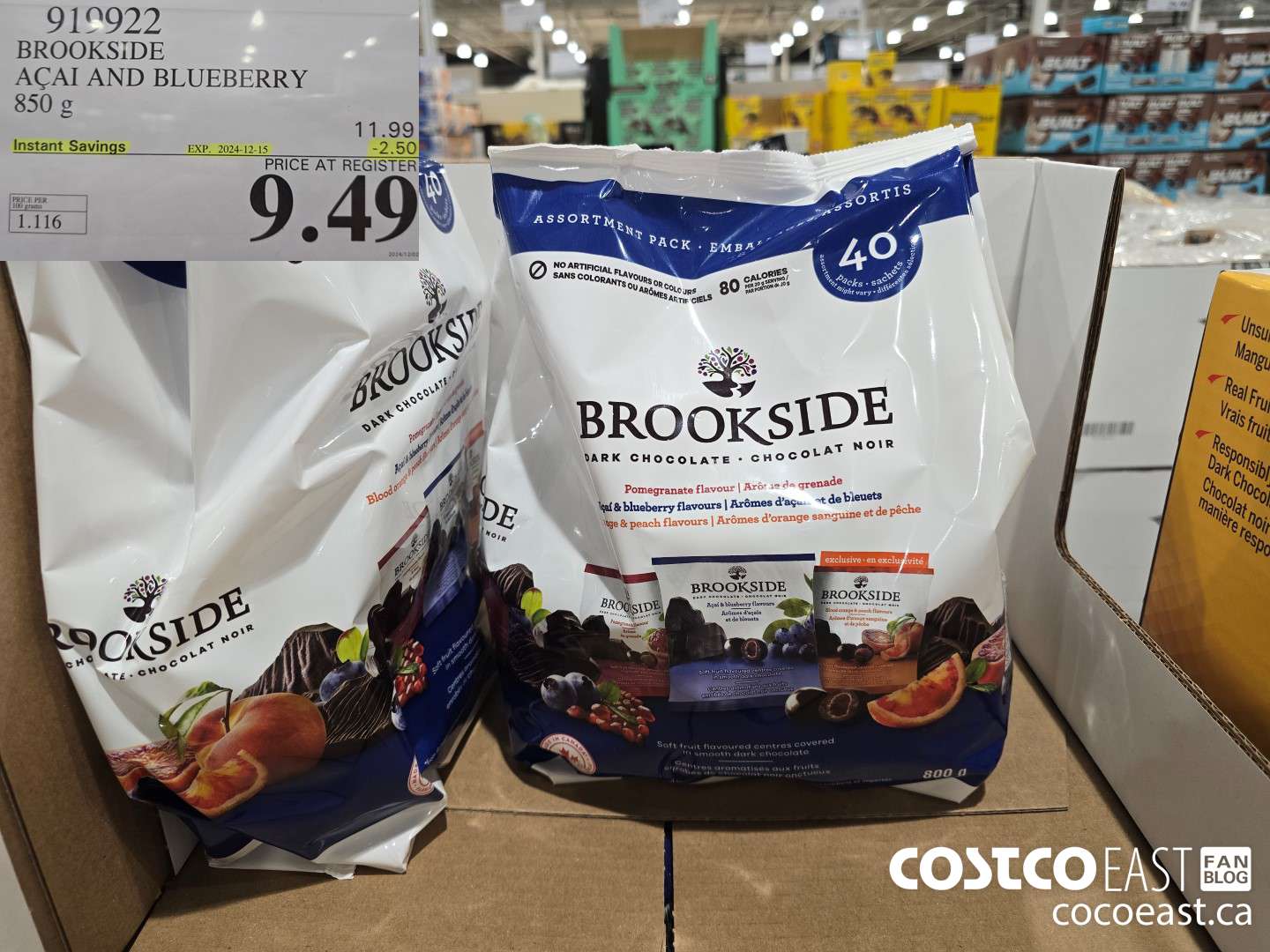 919922 BROOKSIDE ACAI AND BLUEBERRY 850 G ($2.50 INSTANT SAVINGS EXPIRES ON 2024-12-15) $9.49