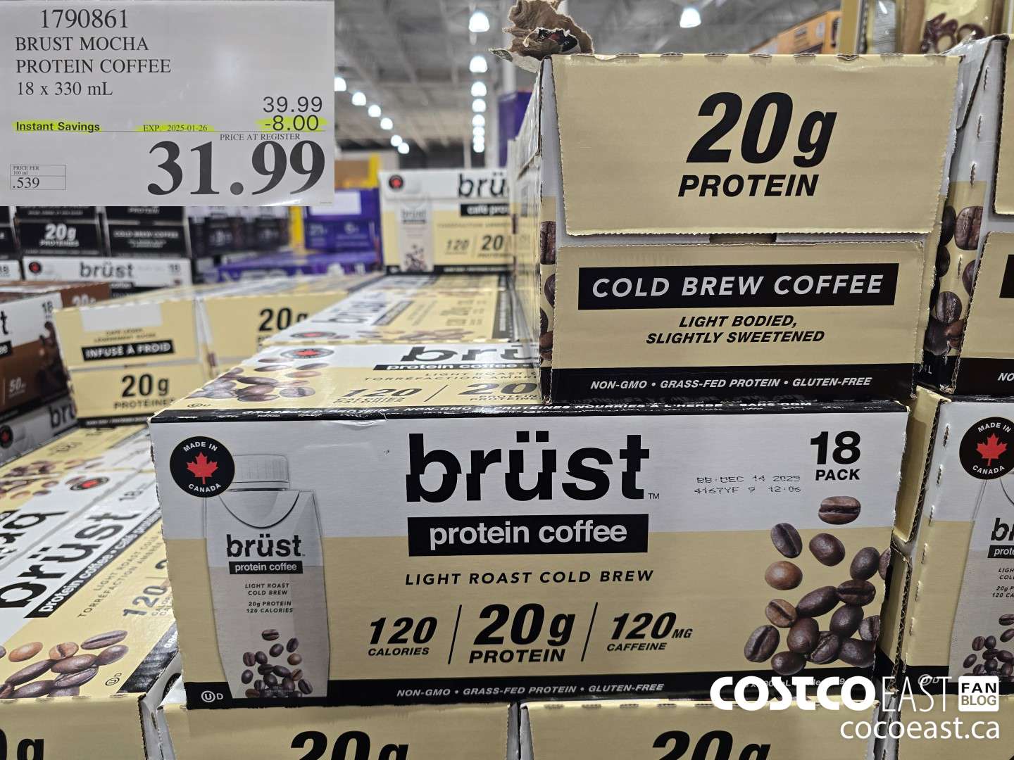 1790861 BRUST MOCHA PROTEIN COFFEE 18 x 330 mL ($8.00 INSTANT SAVINGS EXPIRES ON 2025-01-26) $31.99