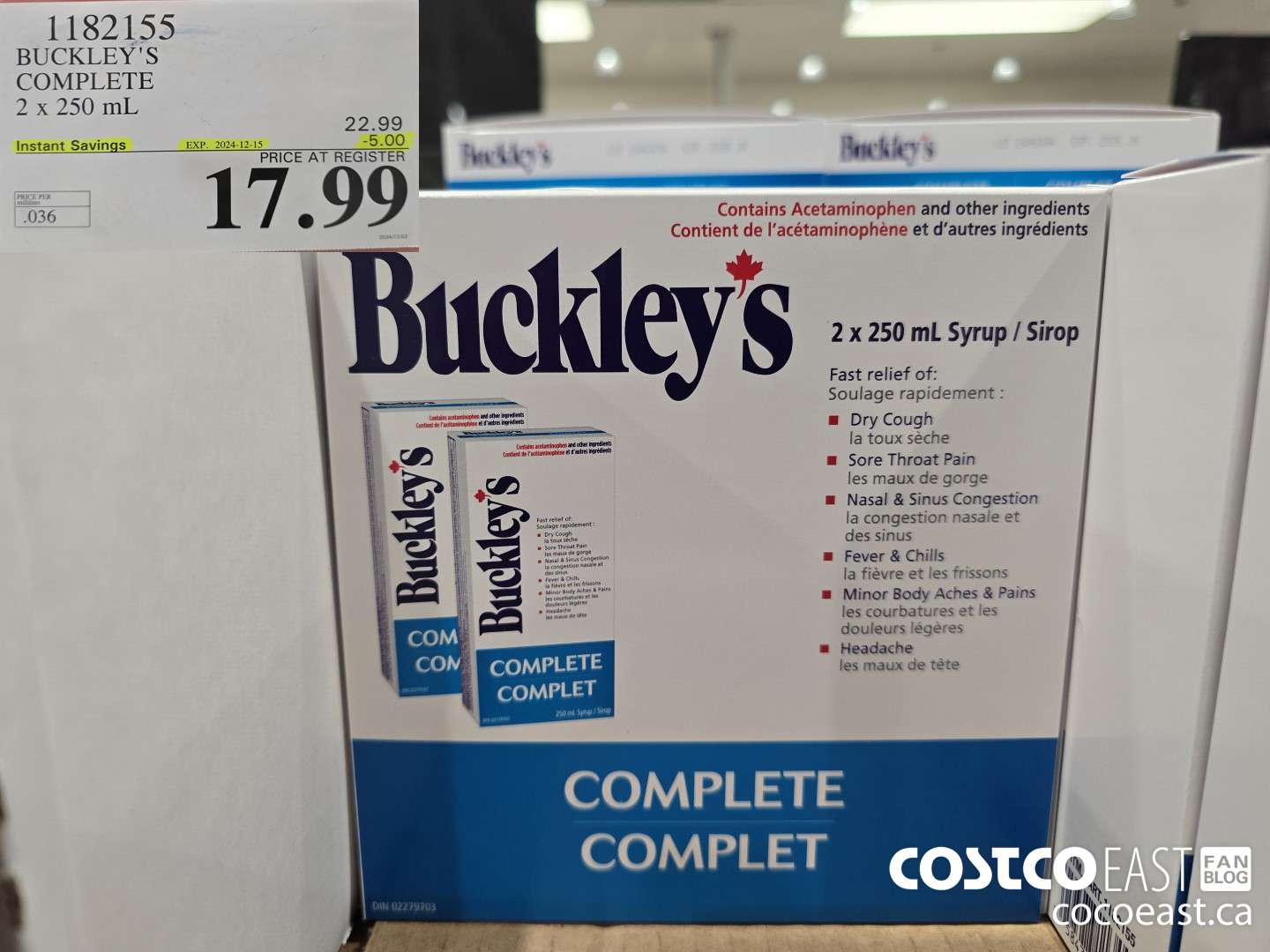 1182155 BUCKLEY'S COMPLETE 2 x 250 ML ($5.00 INSTANT SAVINGS EXPIRES ON 2024-12-15) $17.99
