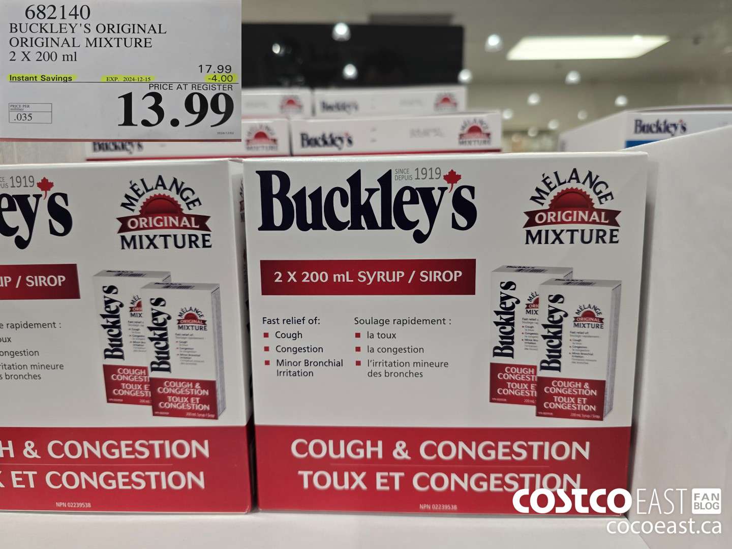 682140 BUCKLEY'S ORIGINAL ORIGINAL MIXTURE 2 X 200 ml ($4.00 INSTANT SAVINGS EXPIRES ON 2024-12-15) $13.99