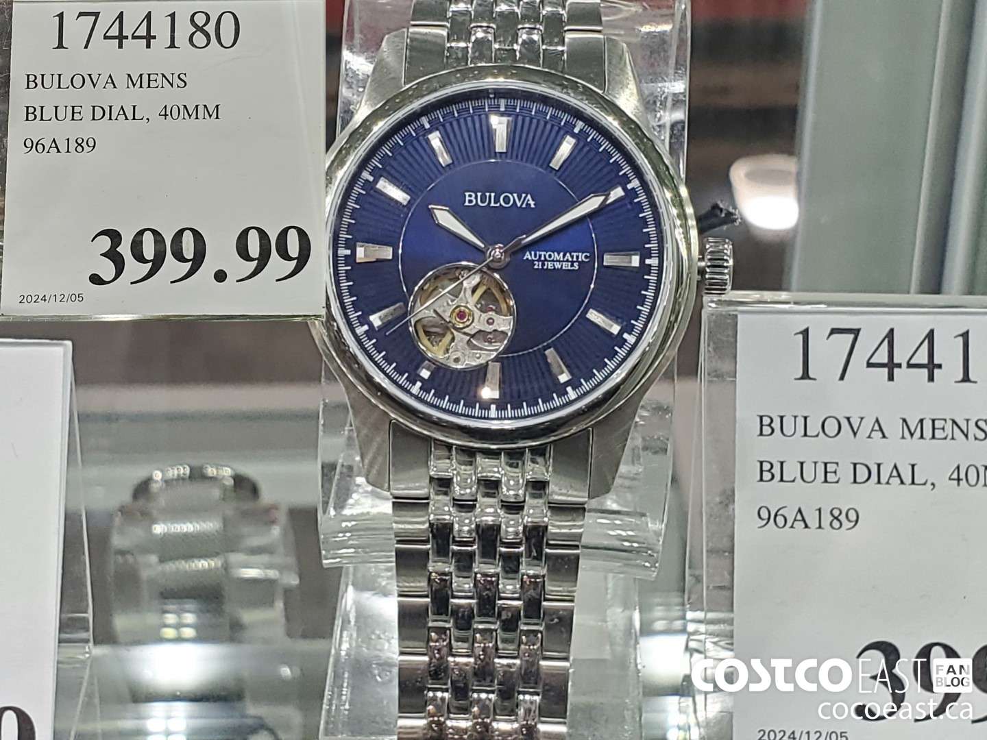 1744180 BULOVA MENS BLUE DIAL, 40MM 96A189 $399.99