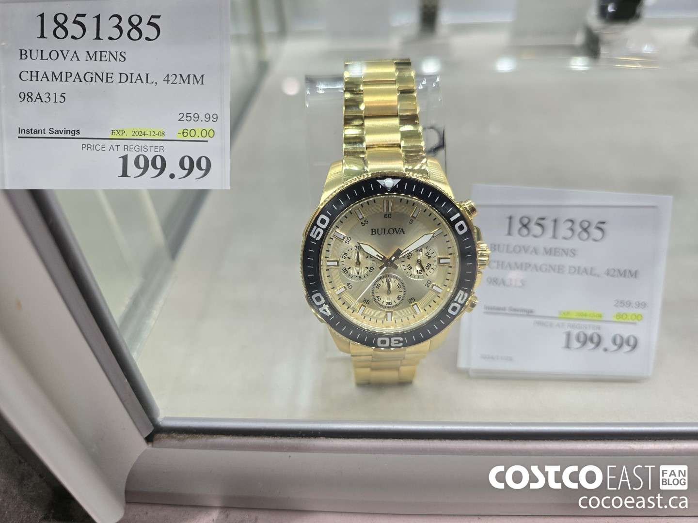 1851385 BULOVA MENS CHAMPAGNE DIAL, 42MM 98A315 ($60.00 INSTANT SAVINGS EXPIRES ON 2024-12-08) $199.99