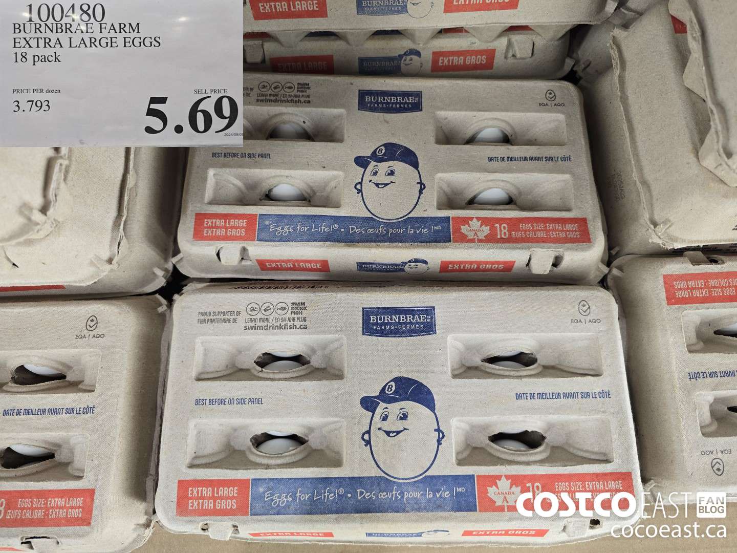 100480 BURNBRAE FARM EXTRA LARGE EGGS 18 pack $5.69