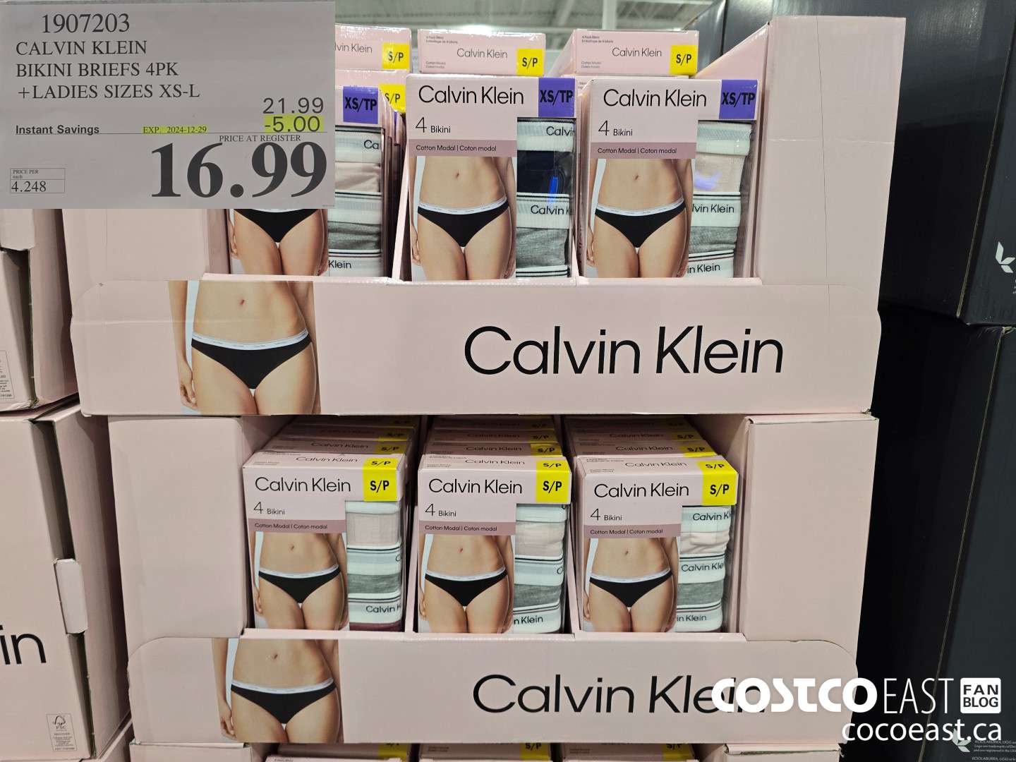 1907203 CALVIN KLEIN BIKINI BRIEFS 4PK +LADIES SIZES XS-L ($5.00 INSTANT SAVINGS EXPIRES ON 2024-12-29) $16.99