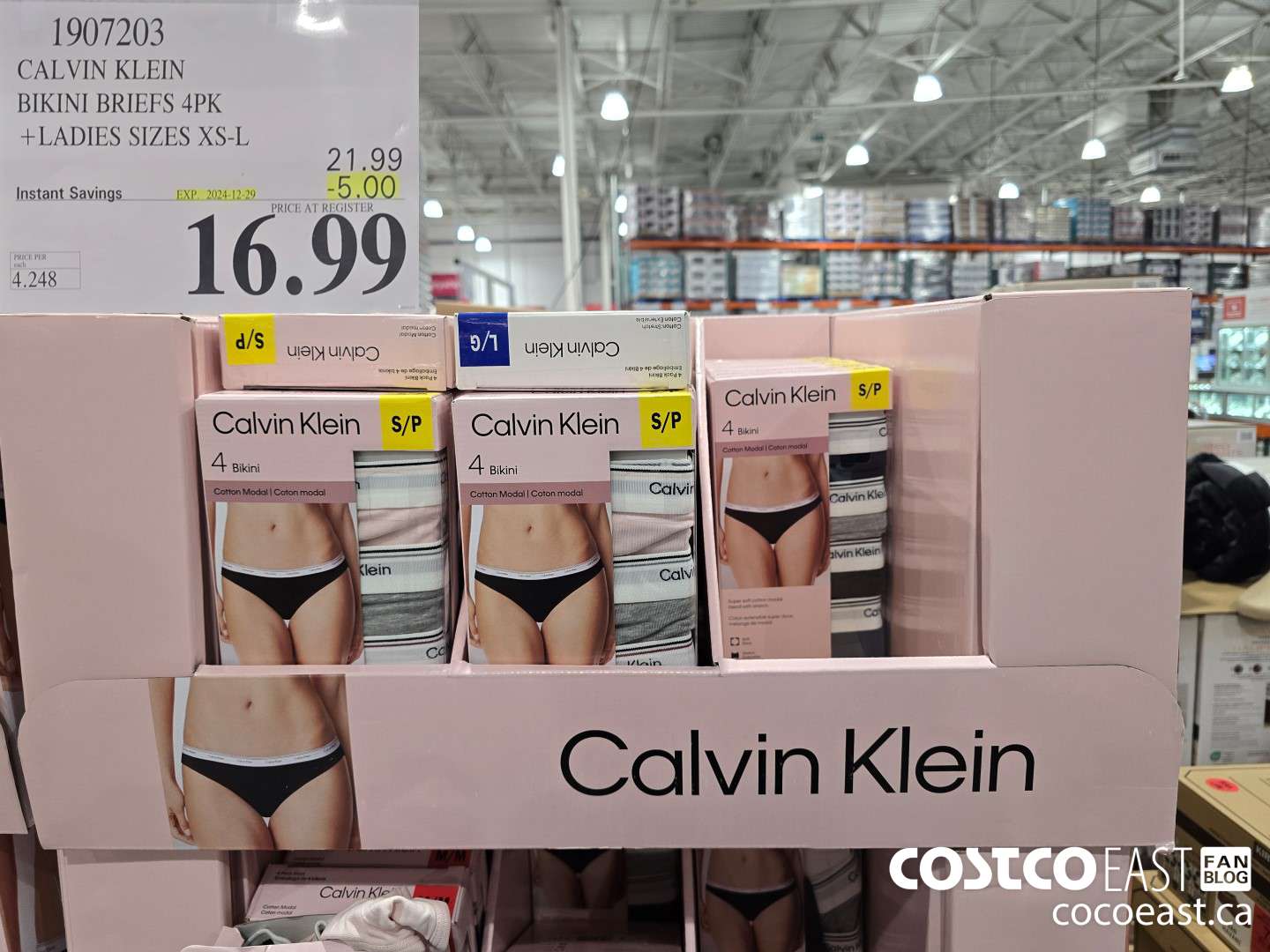 1907203 CALVIN KLEIN BIKINI BRIEFS 4PK +LADIES SIZES XS-L ($5.00 INSTANT SAVINGS EXPIRES ON 2024-12-29) $16.99