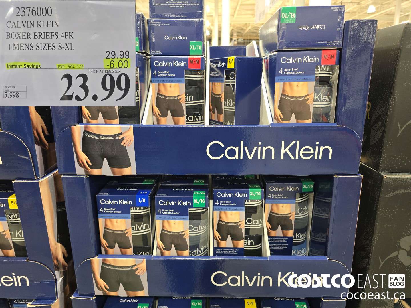 2376000 CALVIN KLEIN BOXER BRIEF 4PK +MENS SIZES S-XL ($6.00 INSTANT SAVINGS EXPIRES ON 2024-12-22) $23.99