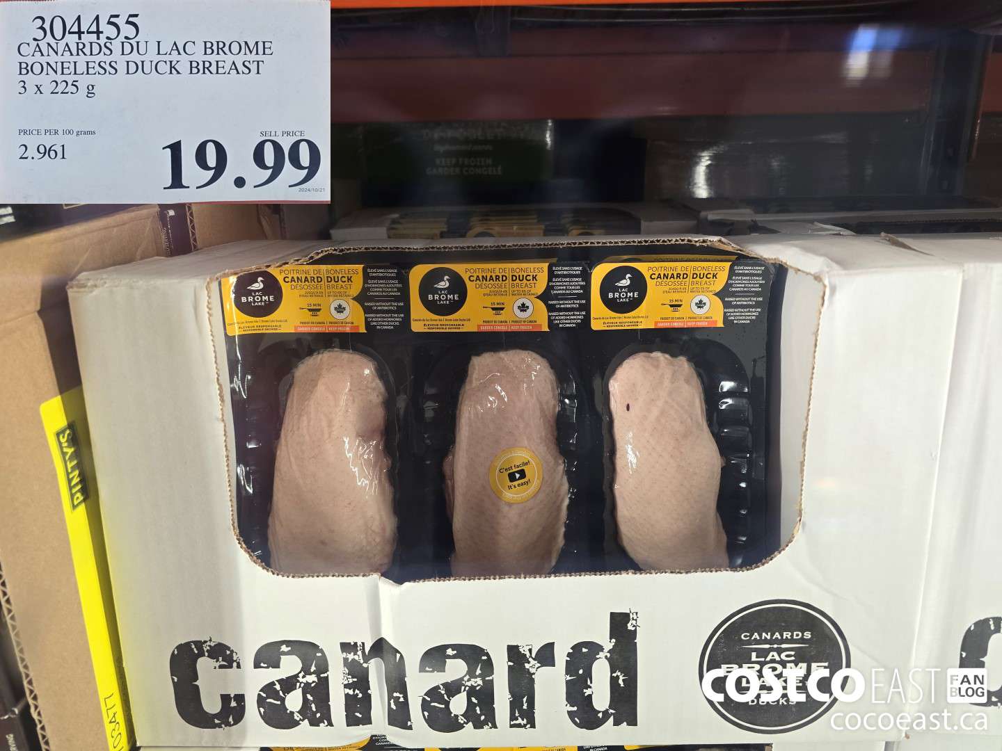 304455 CANARDS DU LAC BROME BONELESS DUCK BREAST 3 x 225G $19.99