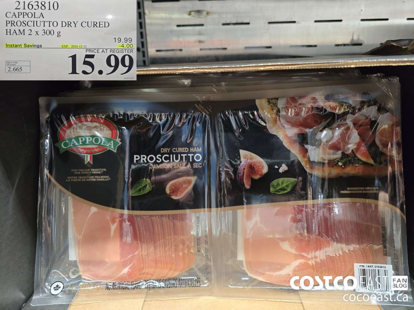 2163810 CAPPOLA PROSCIUTTO DRY CURED HAM 2 x 300 g ($4.00 INSTANT SAVINGS EXPIRES ON 2024-12-11) $15.99