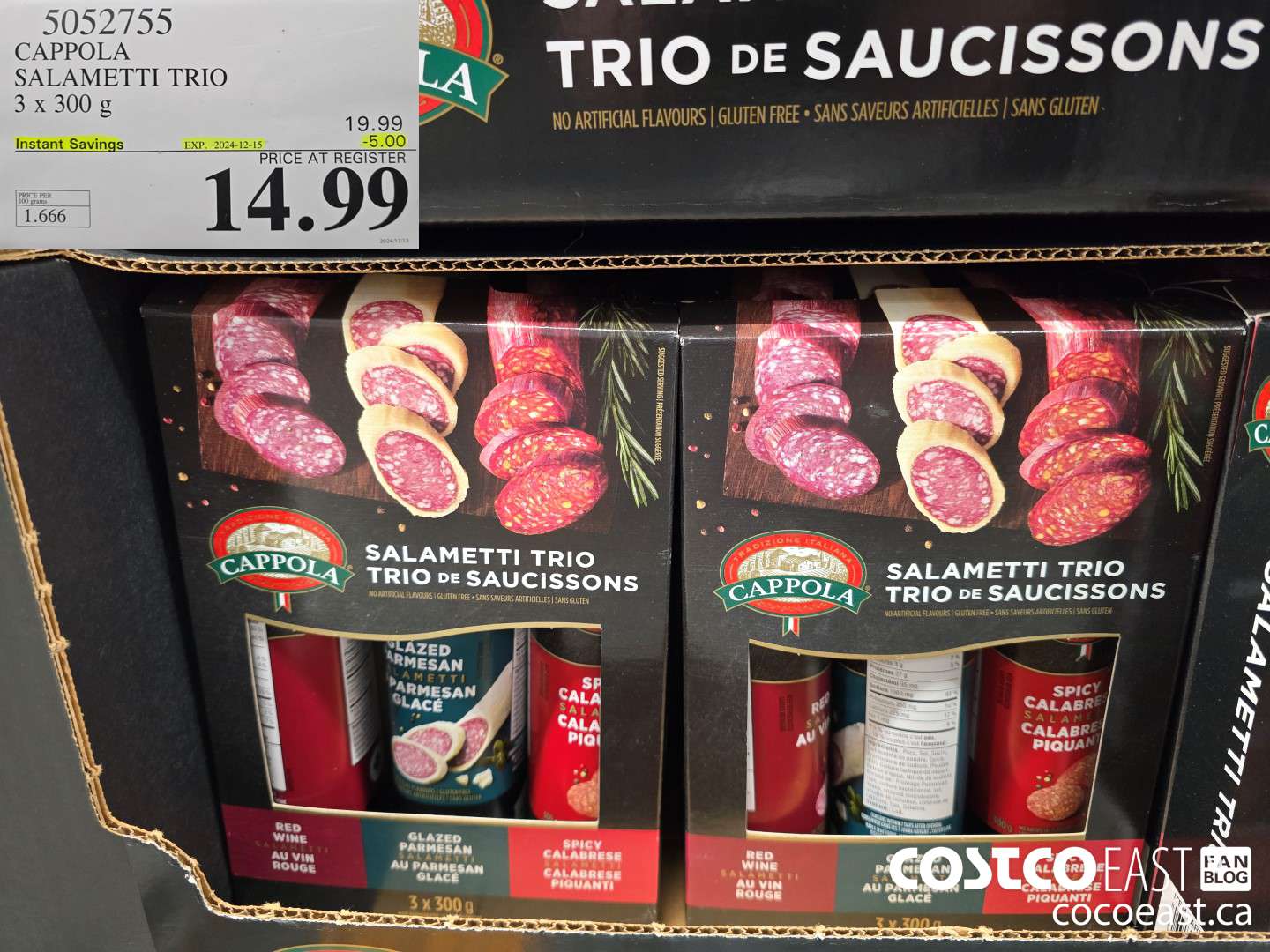 5052755 CAPPOLA SALAMETTI TRIO 3 x 300 g ($5.00 INSTANT SAVINGS EXPIRES ON 2024-12-15) $14.99