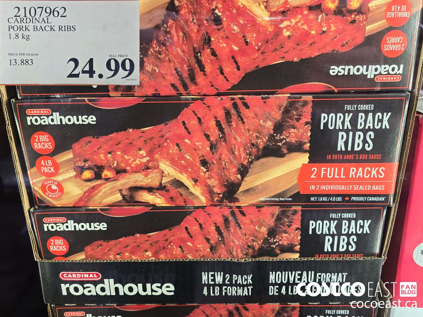 2107962 CARDINAL PORK BACK RIBS 1.8 kg $24.99