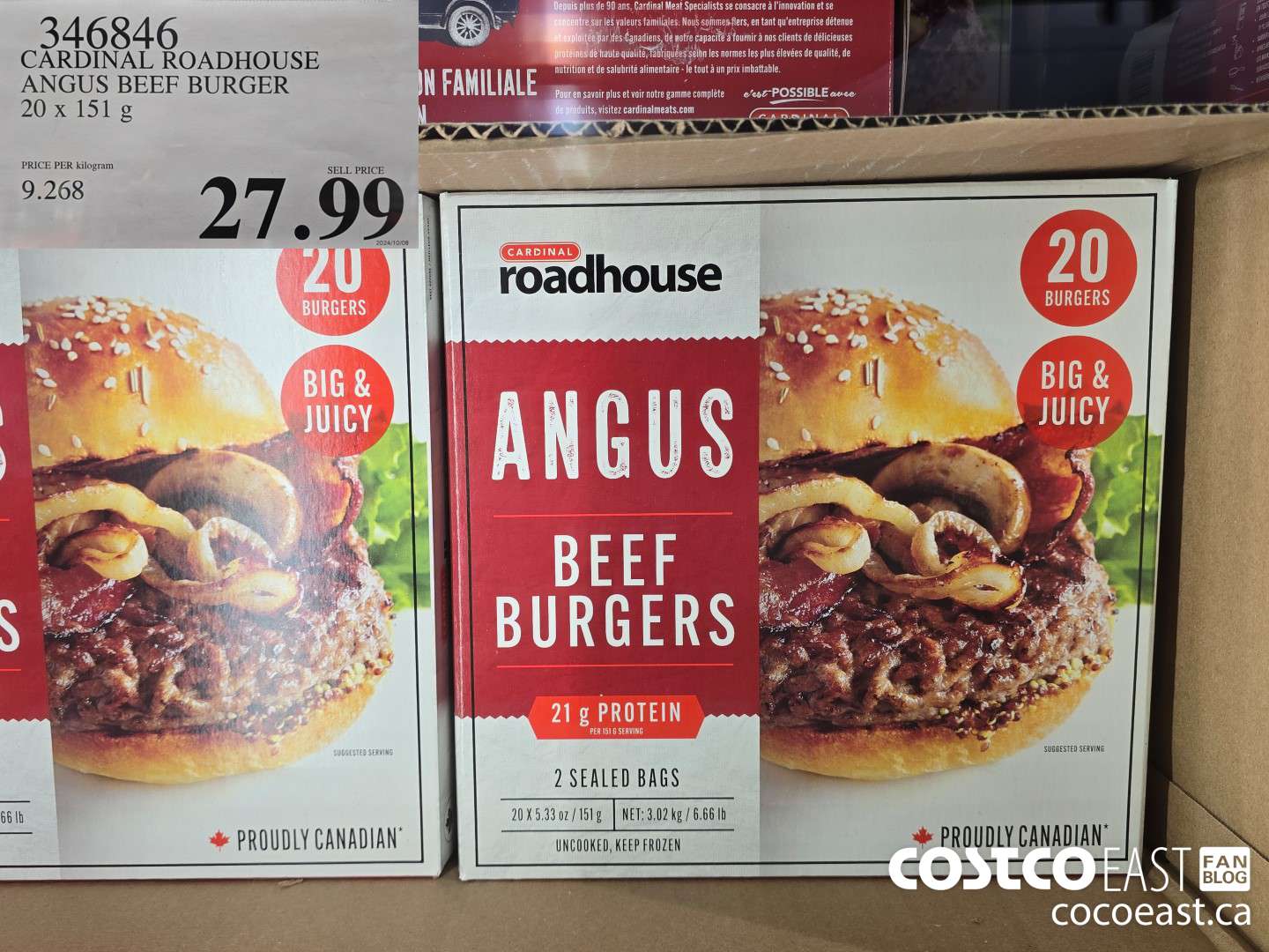 346846 CARDINAL ROADHOUSE ANGUS BEEF BURGER 20 X 151 G $27.99