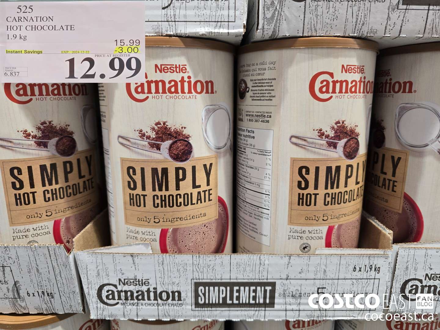 525 CARNATION HOT CHOCOLATE 1.9 KG ($3.00 INSTANT SAVINGS EXPIRES ON 2024-12-22) $12.99