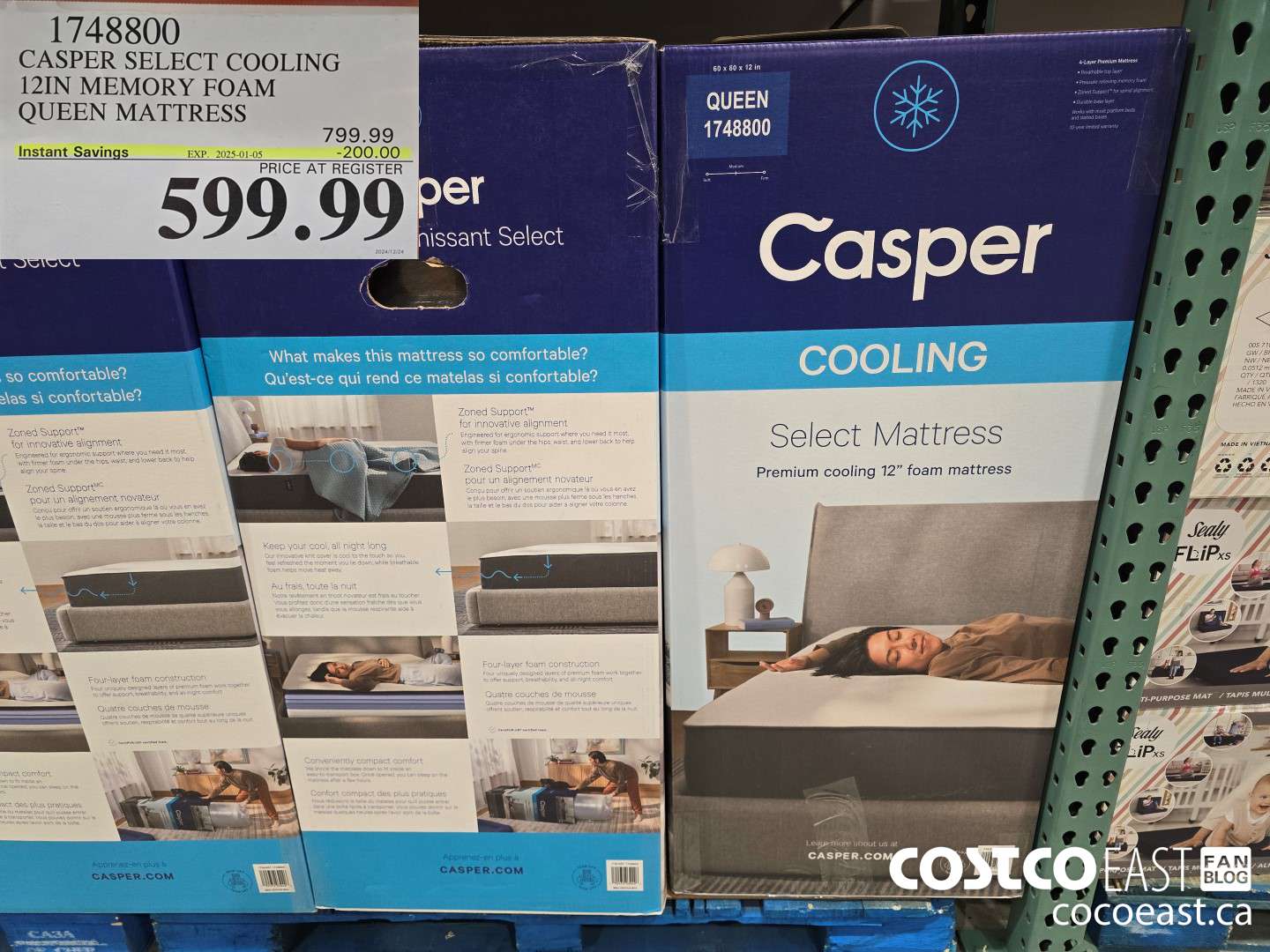 1748800 CASPER SELECT COOLING 12IN MEMORY FOAM QUEEN MATTRESS ($200.00 INSTANT SAVINGS EXPIRES ON 2025-01-05) $599.99