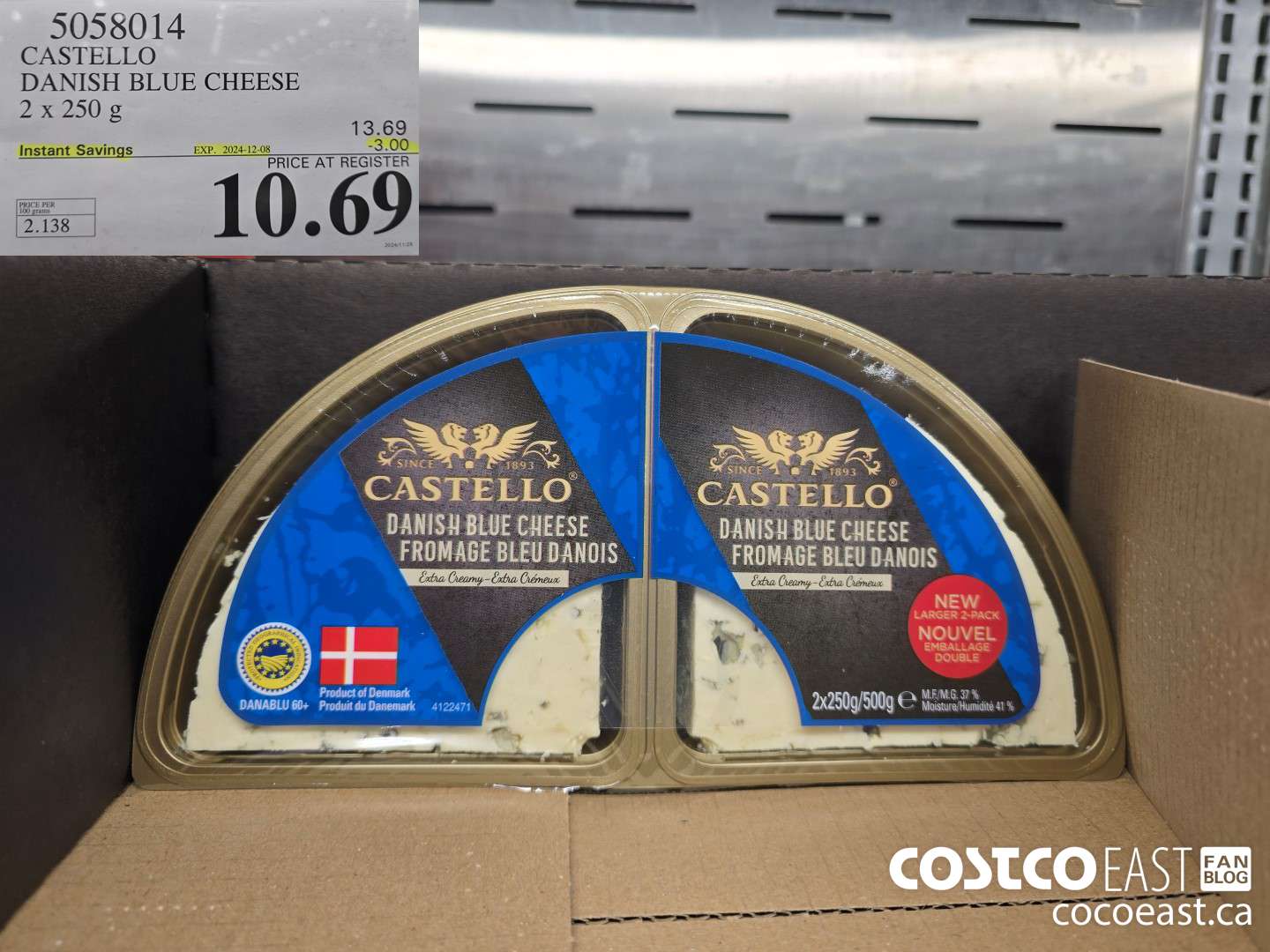 5058014 CASTELLO DANISH BLUE CHEESE 2 X 250G ($3.00 INSTANT SAVINGS EXPIRES ON 2024-12-08) $10.69