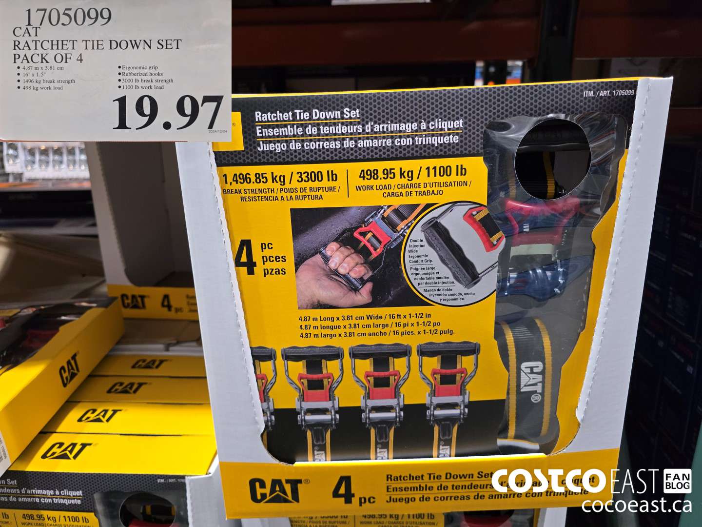 1705099 CAT RATCHET TIE DOWN SET PACK OF 4 $19.97