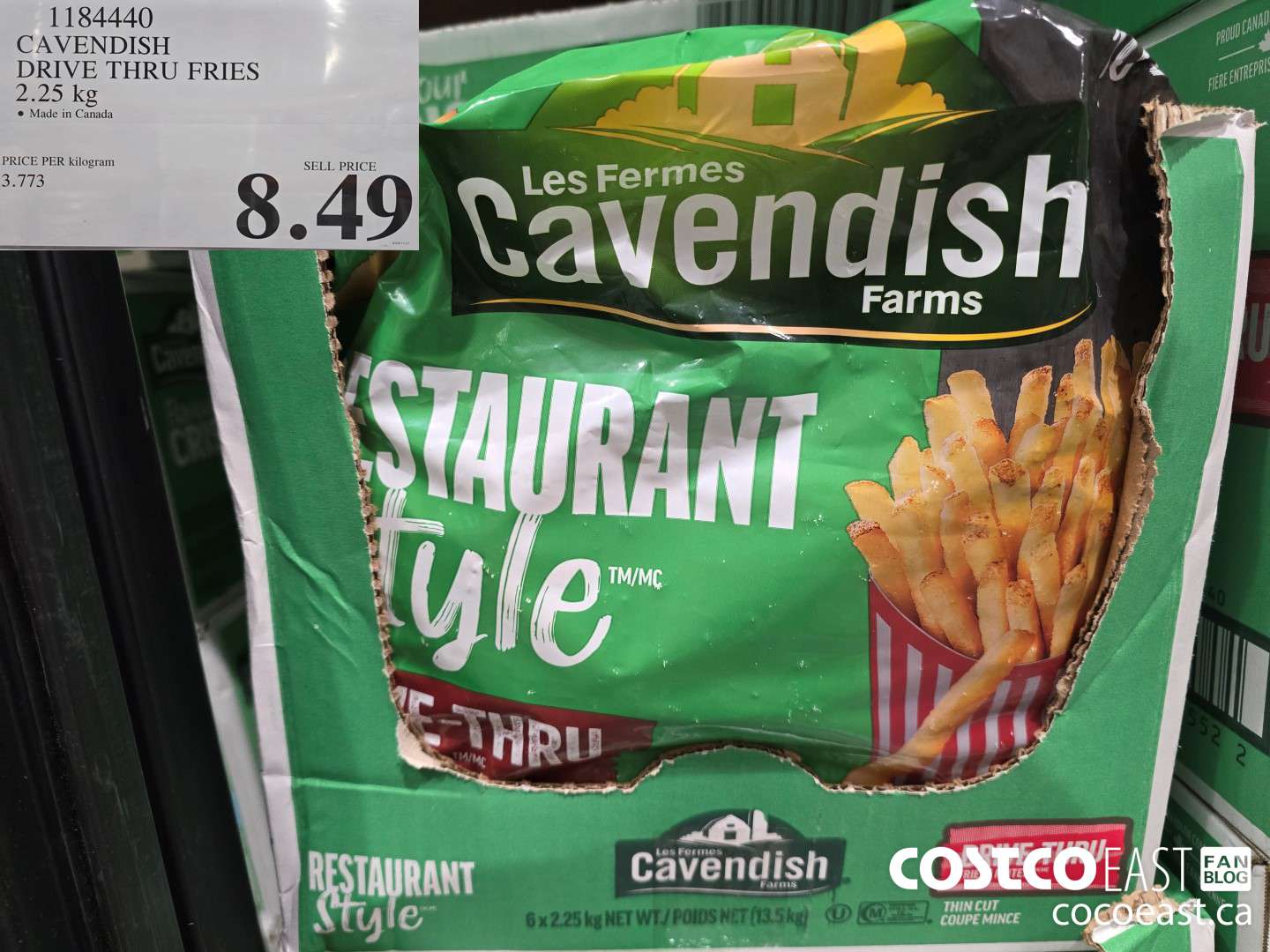 1184440 CAVENDISH DRIVE THRU FRIES 2.25 kg $8.49