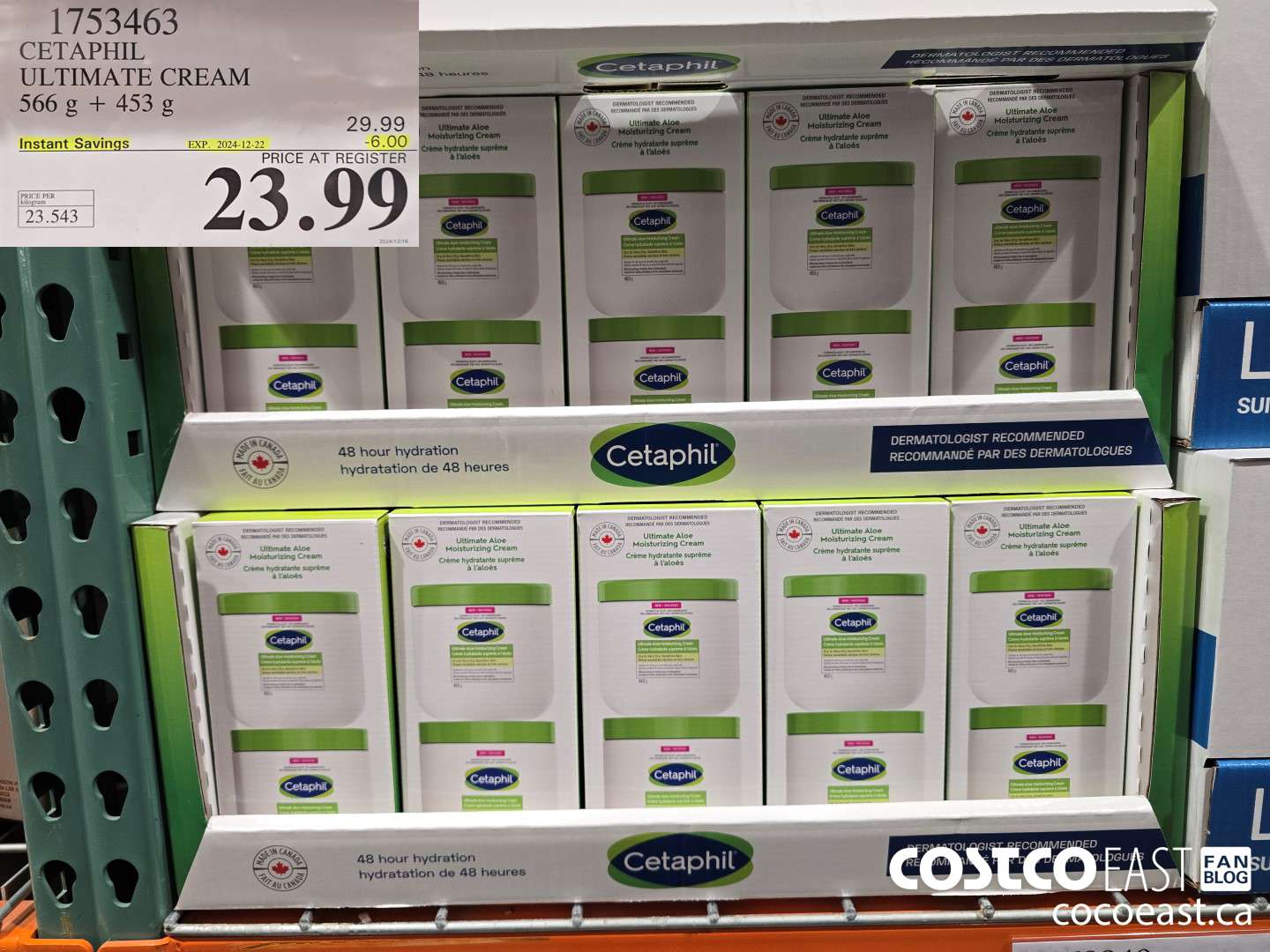 1753463 CETAPHIL ULTIMATE CREAM 566 g + 453 G ($6.00 INSTANT SAVINGS EXPIRES ON 2024-12-22) $23.99
