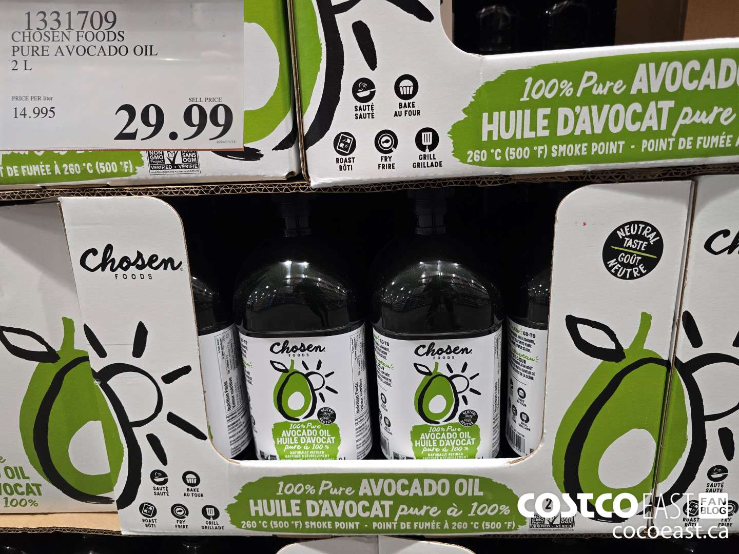 1331709 CHOSEN FOODS PURE AVOCADO OIL 2 L $29.99