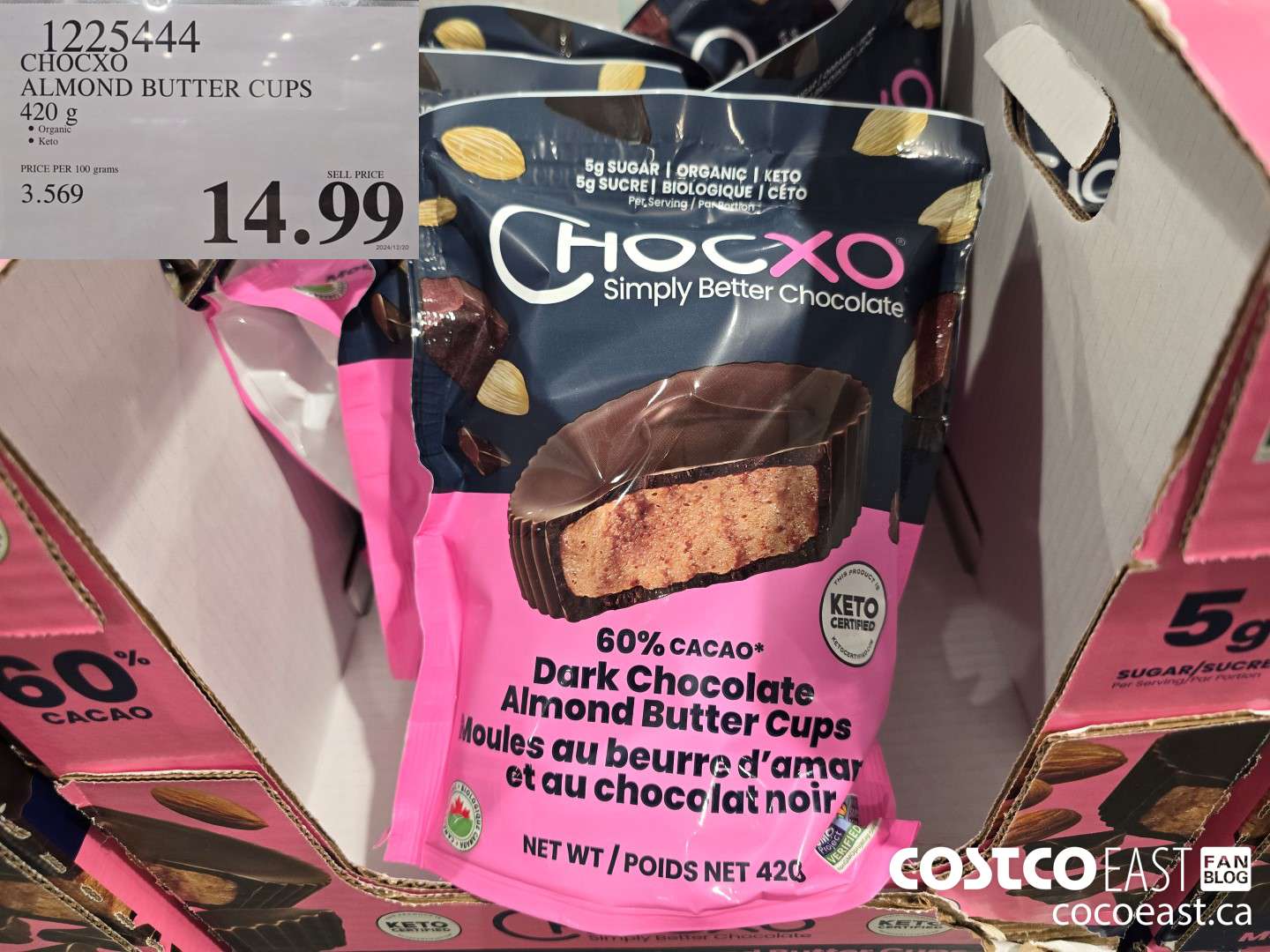 1225444 CHOXCO ALMOND BUTTER CUPS 420G $14.99