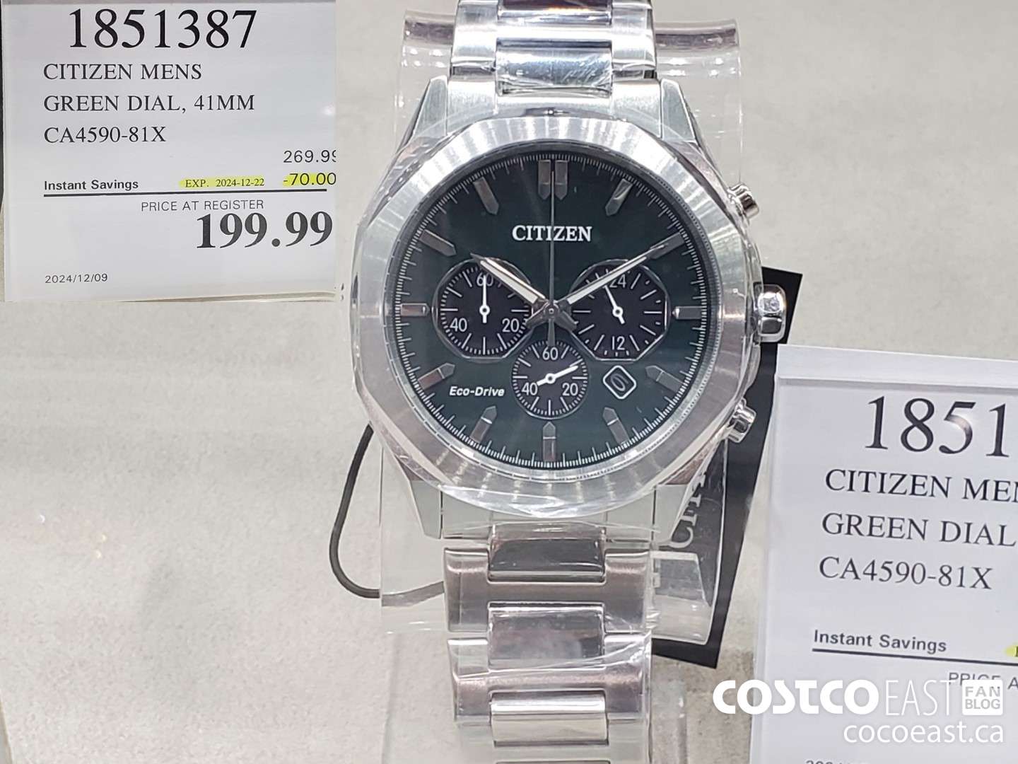 1851387 CITIZEN MENS GREEN DIAL, 41MM CA4590-81X ($70.00 INSTANT SAVINGS EXPIRES ON 2024-12-22) $199.99