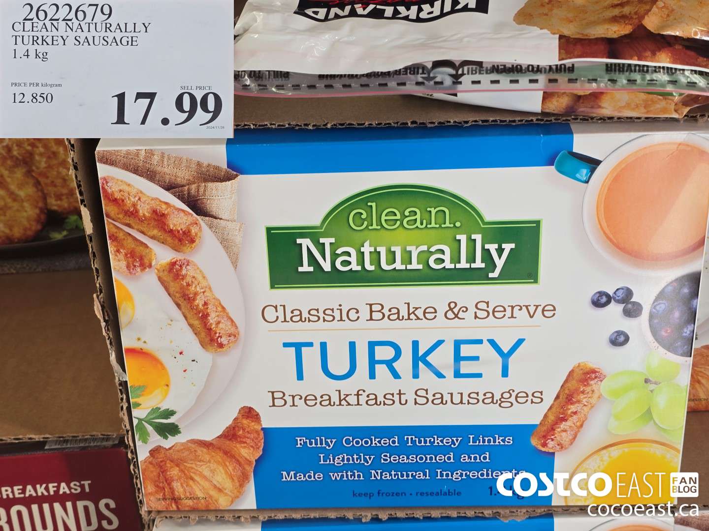 2622679 CLEAN NATURALLY TURKEY SAUSAGE 1.4 kg $17.99