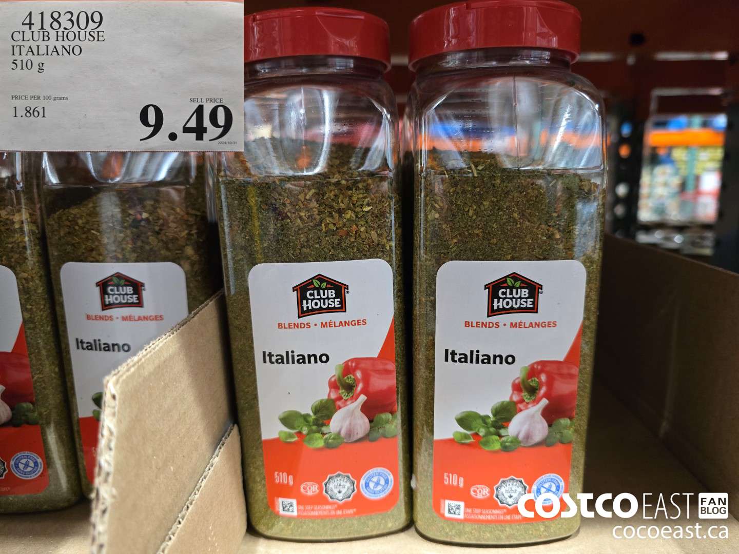 418309 CLUBHOUSE ITALIAN SEASONING 510 G $9.49