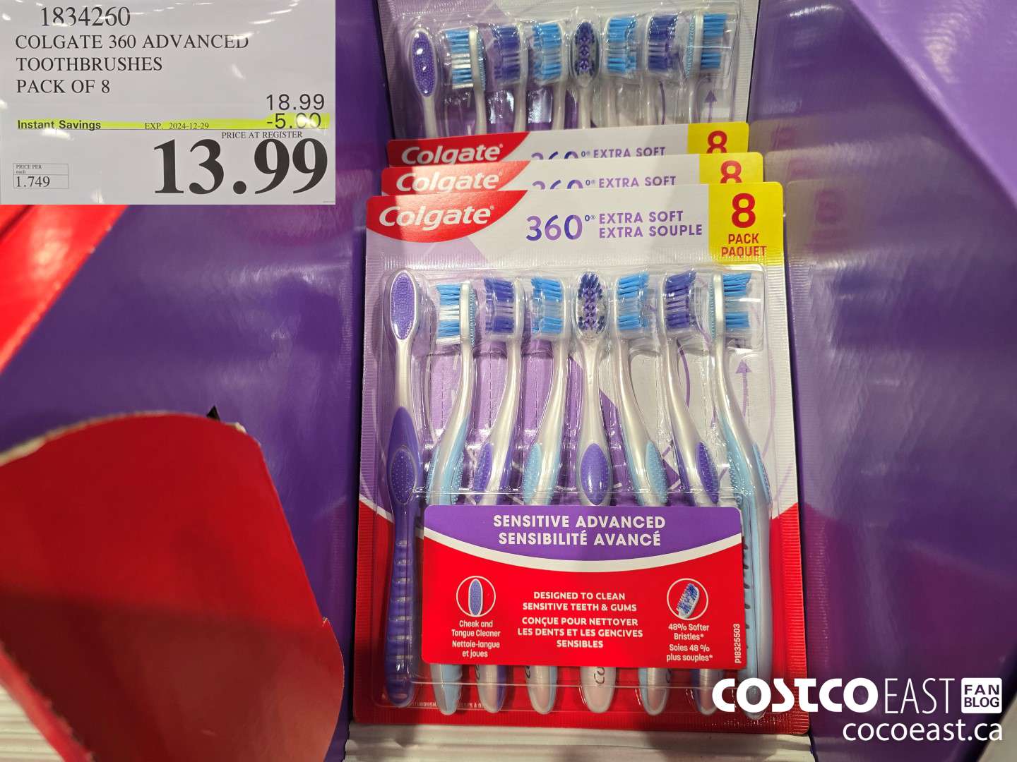 1834260 COLGATE 360 ADVANCED TOOTHBRUSHES PACK OF 8 ($5.00 INSTANT SAVINGS EXPIRES ON 2024-12-29) $13.99