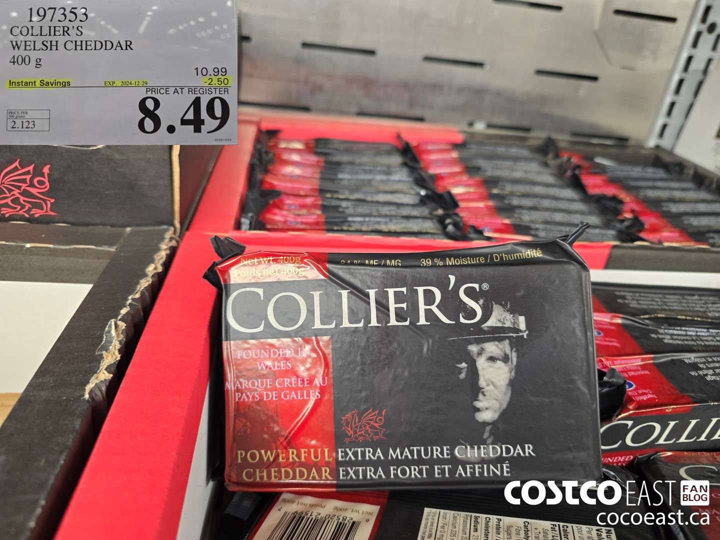 197353 COLLIER'S WELSH CHEDDAR 400G ($2.50 INSTANT SAVINGS EXPIRES ON 2024-12-29) $8.49