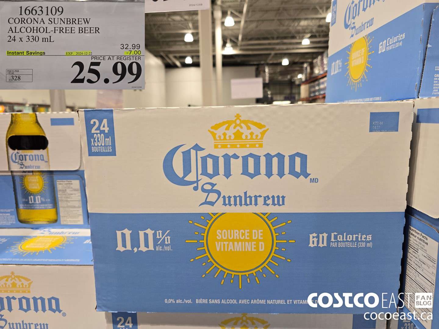 1663109 CORONA SUNBREW ALCOHOL-FREE BEER 24 X 330ML ($7.00 INSTANT SAVINGS EXPIRES ON 2024-12-22) $25.99
