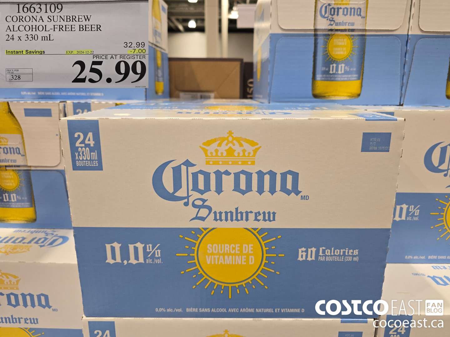 1663109 CORONA SUNBREW ALCOHOL-FREE BEER 24 X 330ML ($7.00 INSTANT SAVINGS EXPIRES ON 2024-12-22) $25.99