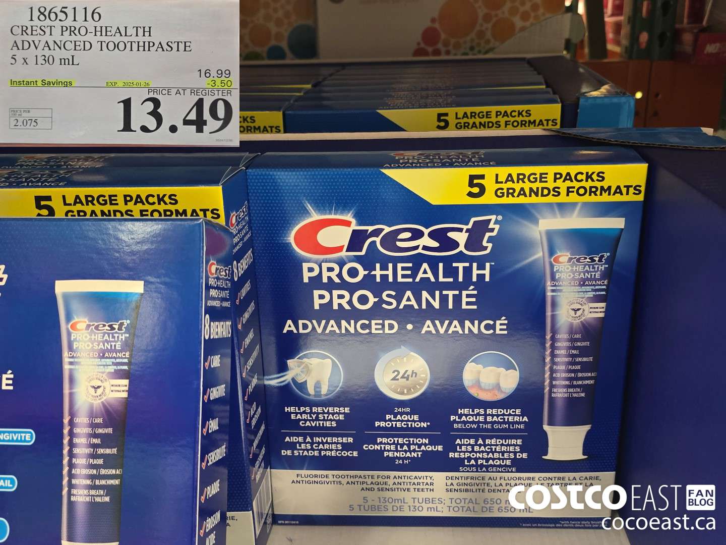 1865116 CREST PRO-HEALTH ADVANCED TOOTHPASTE 5 X 130 ML ($3.50 INSTANT SAVINGS EXPIRES ON 2025-01-26) $13.49