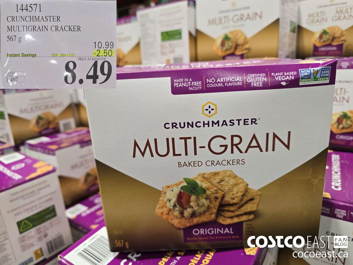 144571 CRUNCHMASTER MULTIGRAIN CRACKER 567 G ($2.50 INSTANT SAVINGS EXPIRES ON 2024-12-15) $8.49