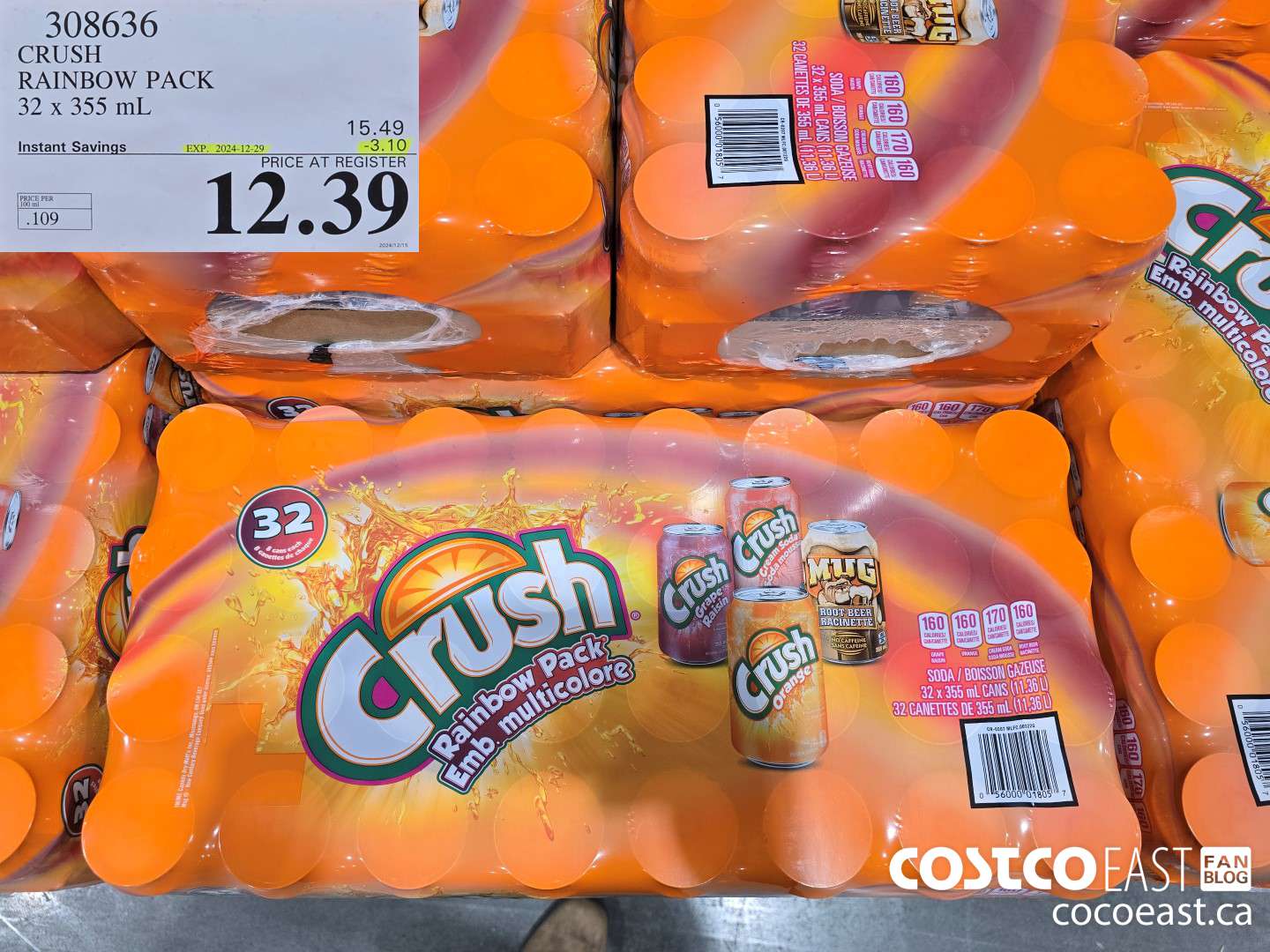 308636 CRUSH RAINBOW PACK 32 X 355 ML ($3.10 INSTANT SAVINGS EXPIRES ON 2024-12-29) $12.39