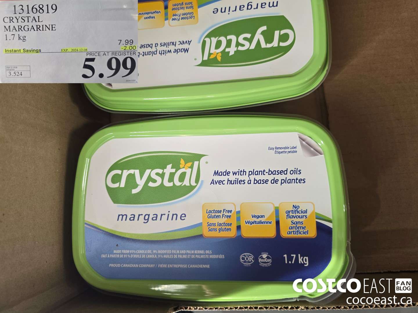 1316819 CRYSTAL MARGARINE 1.7 kg ($2.00 INSTANT SAVINGS EXPIRES ON 2024-12-08) $5.99