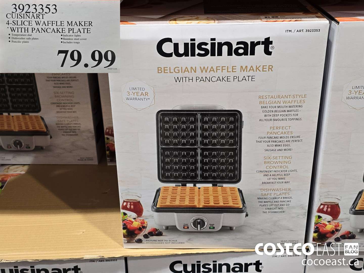 3923353 CUISINART 4-SLICE WAFFLE MAKER WITH PANCAKE PLATE $79.99