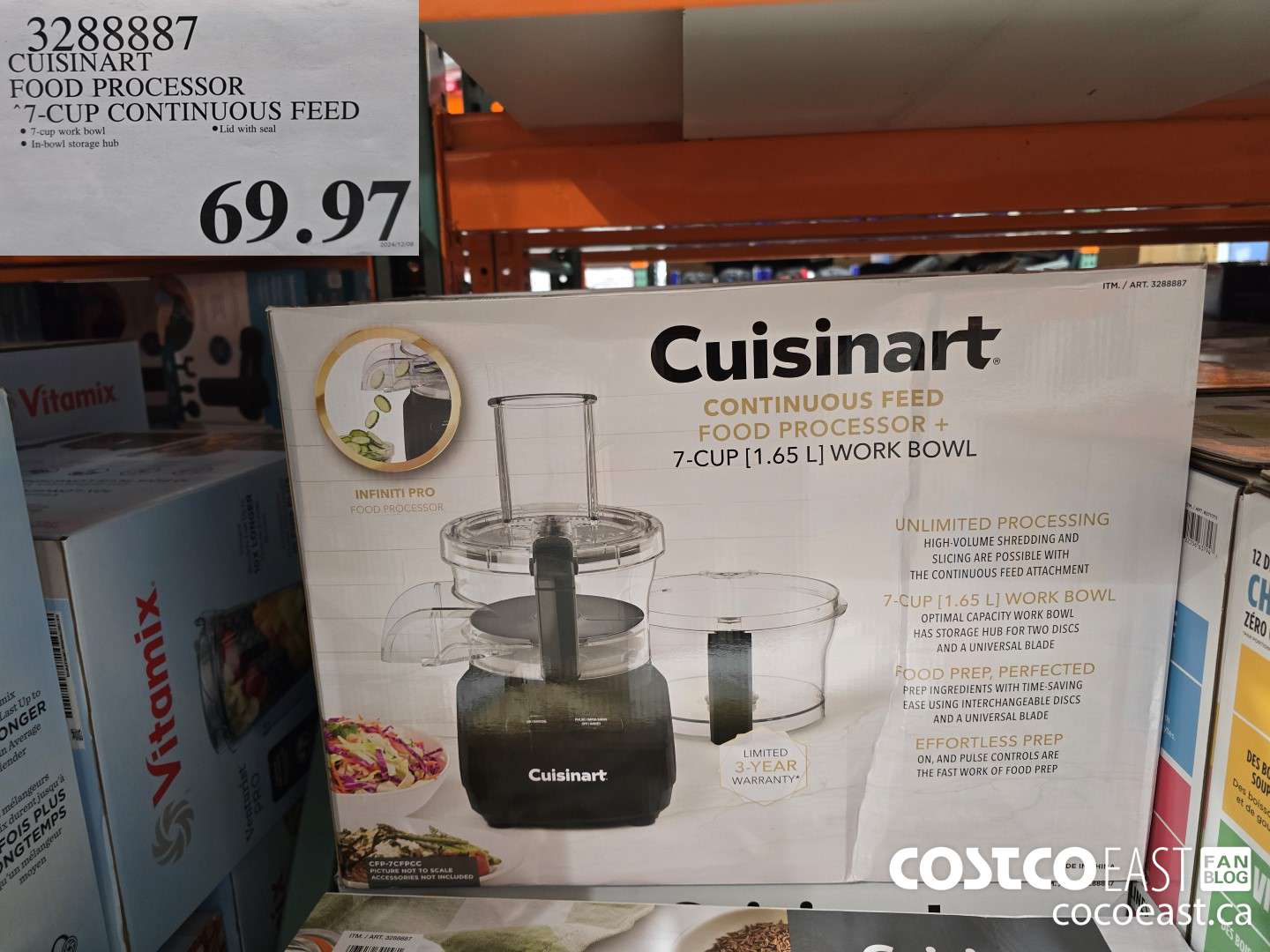 3288887 CUISINART FOOD PROCESSOR 7 - CUP CONTINUOUS FEED $69.97