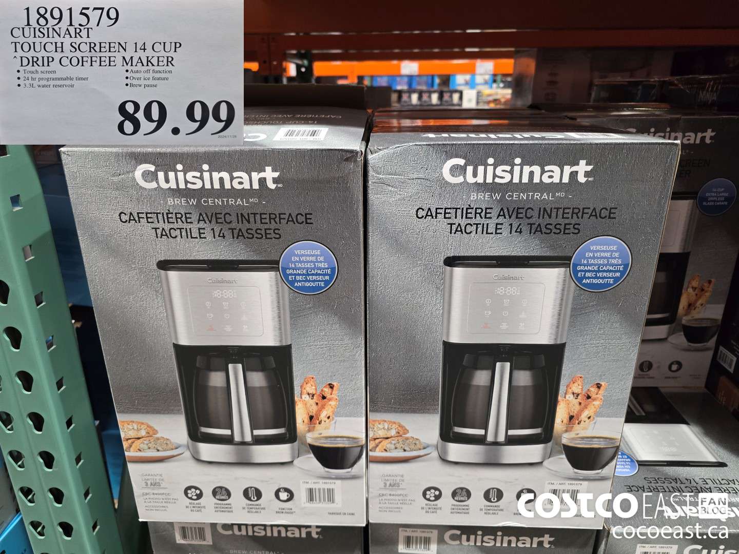 1891579 CUISINART TOUCH SCREEN 14 CUP DRIP COPFEE MAKER $89.99