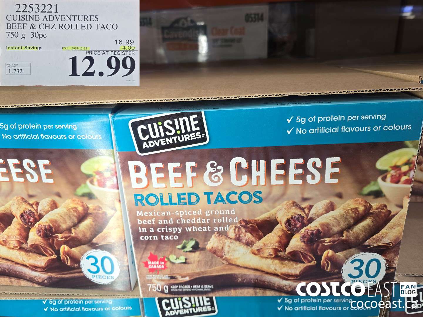 2253221 CUISINE ADVENTURES BEEF & CHZ ROLLED TACO 750 g 30pc ($4.00 INSTANT SAVINGS EXPIRES ON 2024-12-15) $12.99
