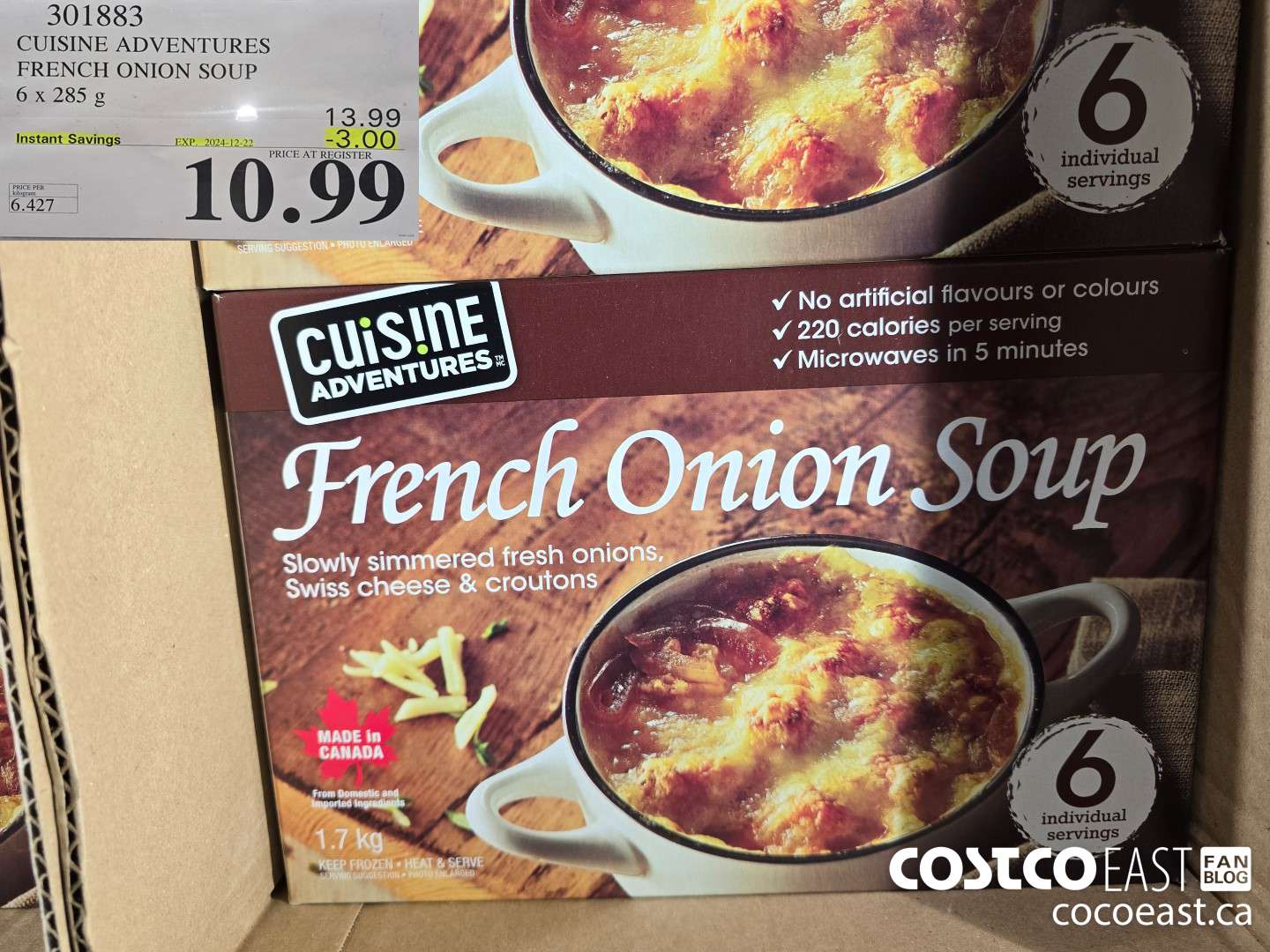 301883 CUISINE ADVENTURES FRENCH ONION SOUP 6 X 285 G ($3.00 INSTANT SAVINGS EXPIRES ON 2024-12-22) $10.99