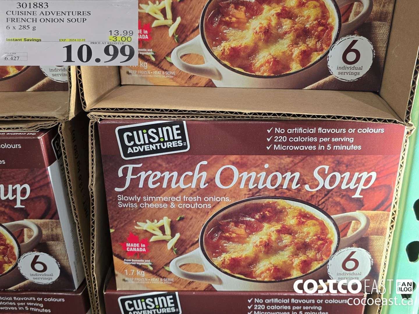301883 CUISINE ADVENTURES FRENCH ONION SOUP 6 X 285 G ($3.00 INSTANT SAVINGS EXPIRES ON 2024-12-22) $10.99