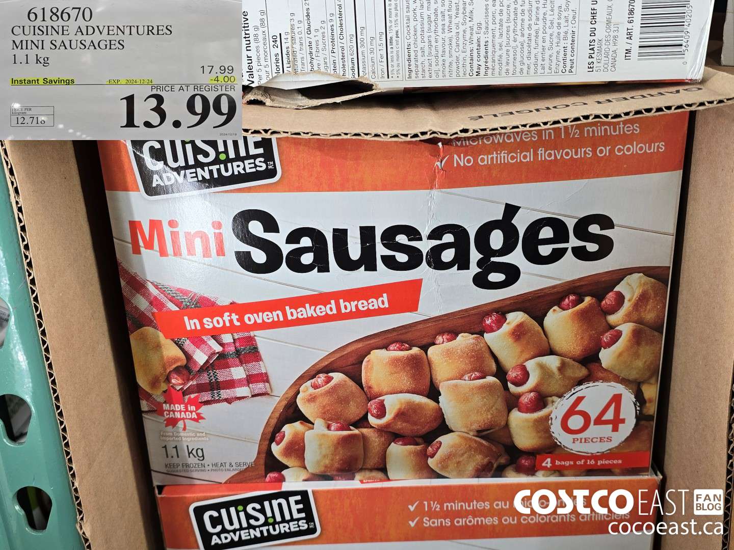 618670 CUISINE ADVENTURES MINI SAUSAGES 1.1 KG ($4.00 INSTANT SAVINGS EXPIRES ON 2024-12-24) $13.99