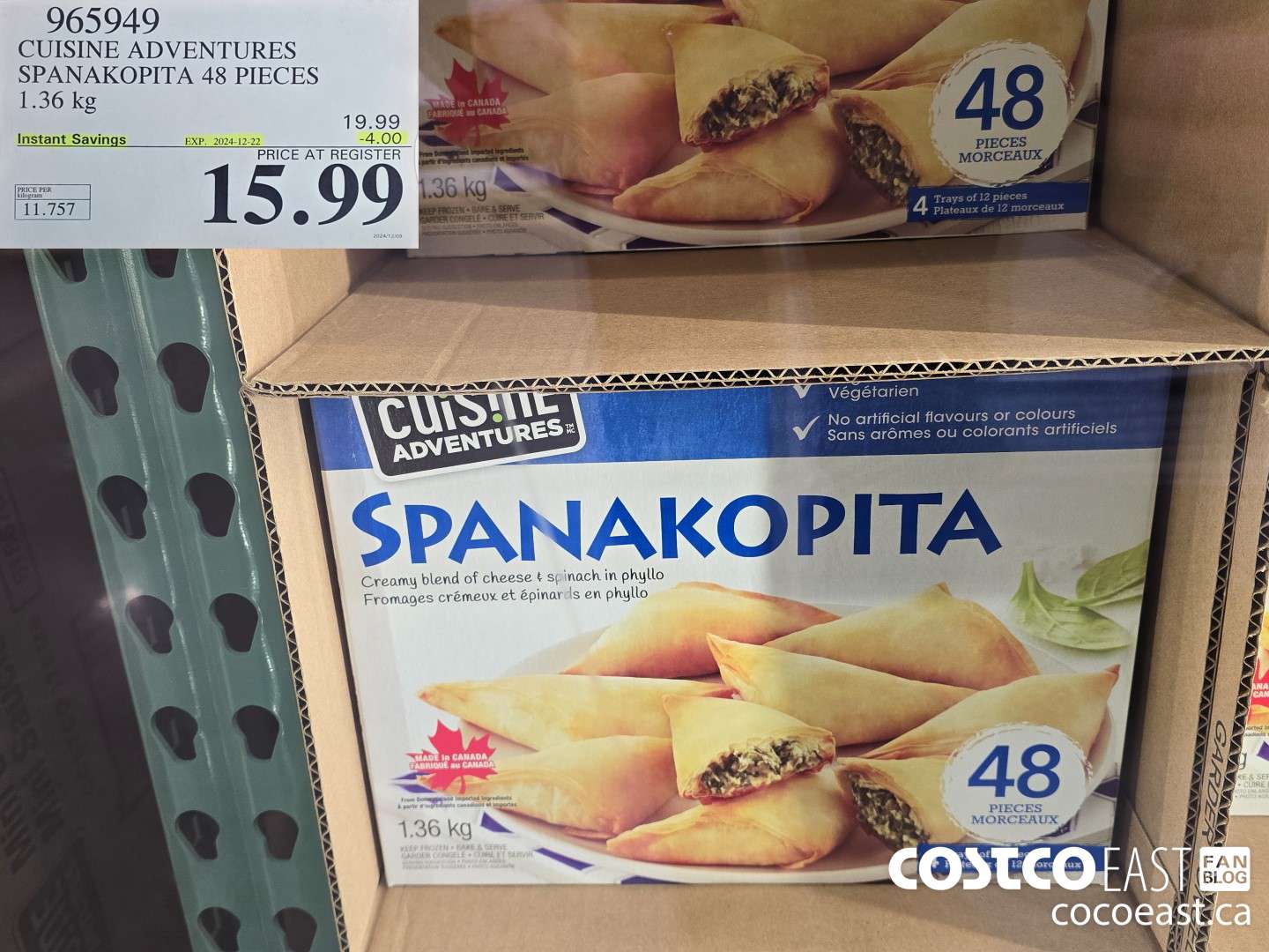 965949 CUISINE ADVENTURES SPANAKOPITA 48 PIECES 1.36 KG ($4.00 INSTANT SAVINGS EXPIRES ON 2024-12-22) $15.99