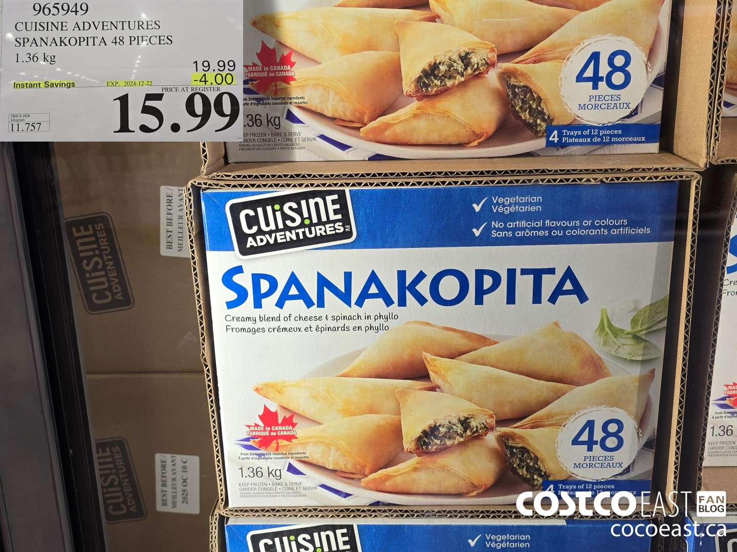 965949 CUISINE ADVENTURES SPANAKOPITA 48 PIECES 1.36 KG ($4.00 INSTANT SAVINGS EXPIRES ON 2024-12-22) $15.99
