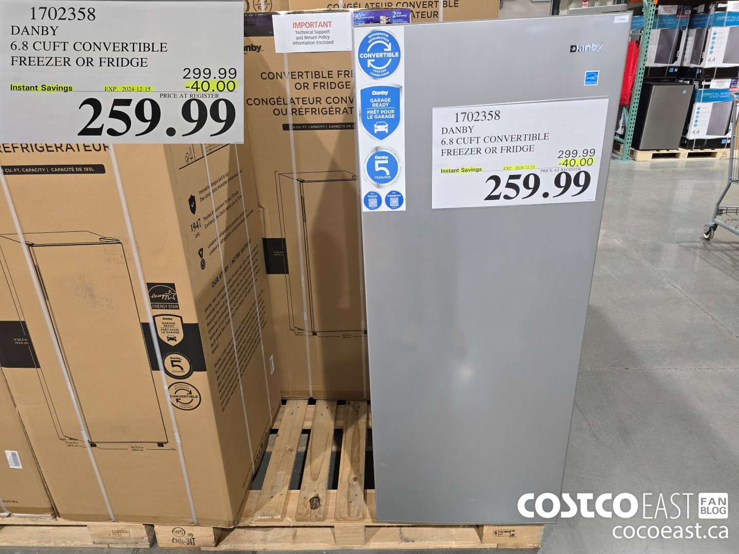 1702358 DANBY 6.8 CUFT CONVERTIBLE FREEZER OR FRIDGE ($40.00 INSTANT SAVINGS EXPIRES ON 2024-12-15) $259.99