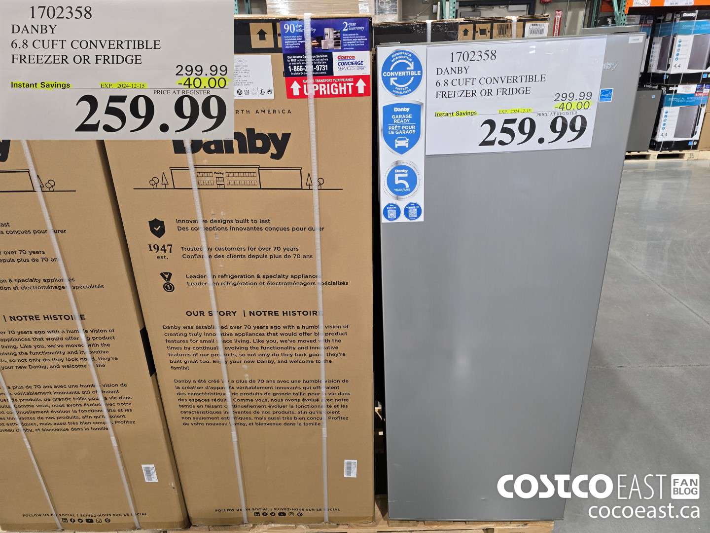 1702358 DANBY 6.8 CUFT CONVERTIBLE FREEZER OR FRIDGE ($40.00 INSTANT SAVINGS EXPIRES ON 2024-12-15) $259.99